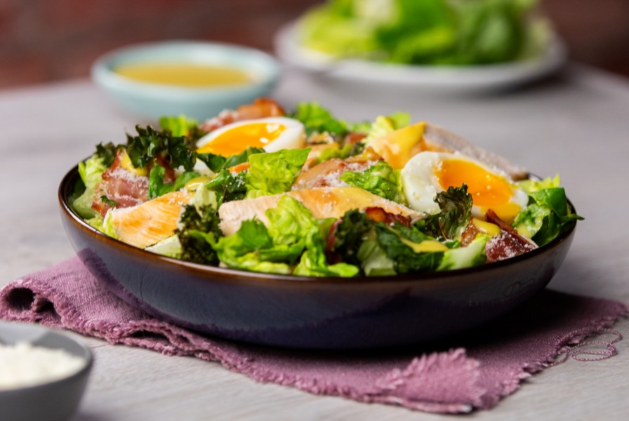Crisp Kale, Chicken and Bacon Caesar Salad