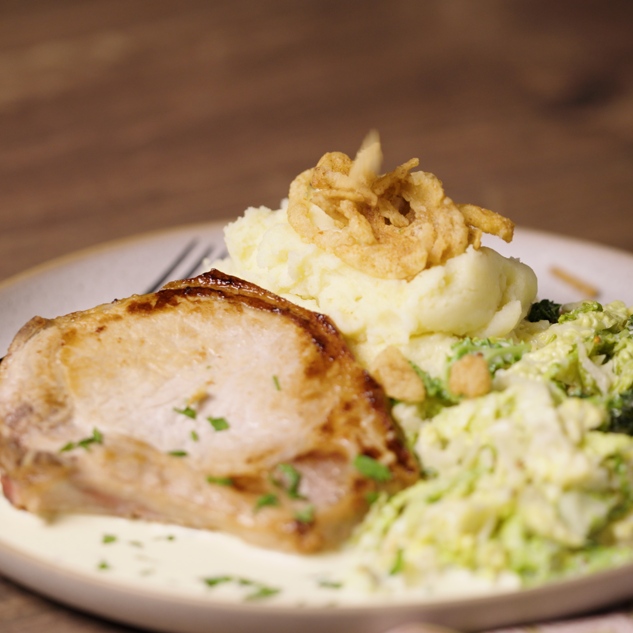 Pork Chops with Creamy Savoy Cabbage