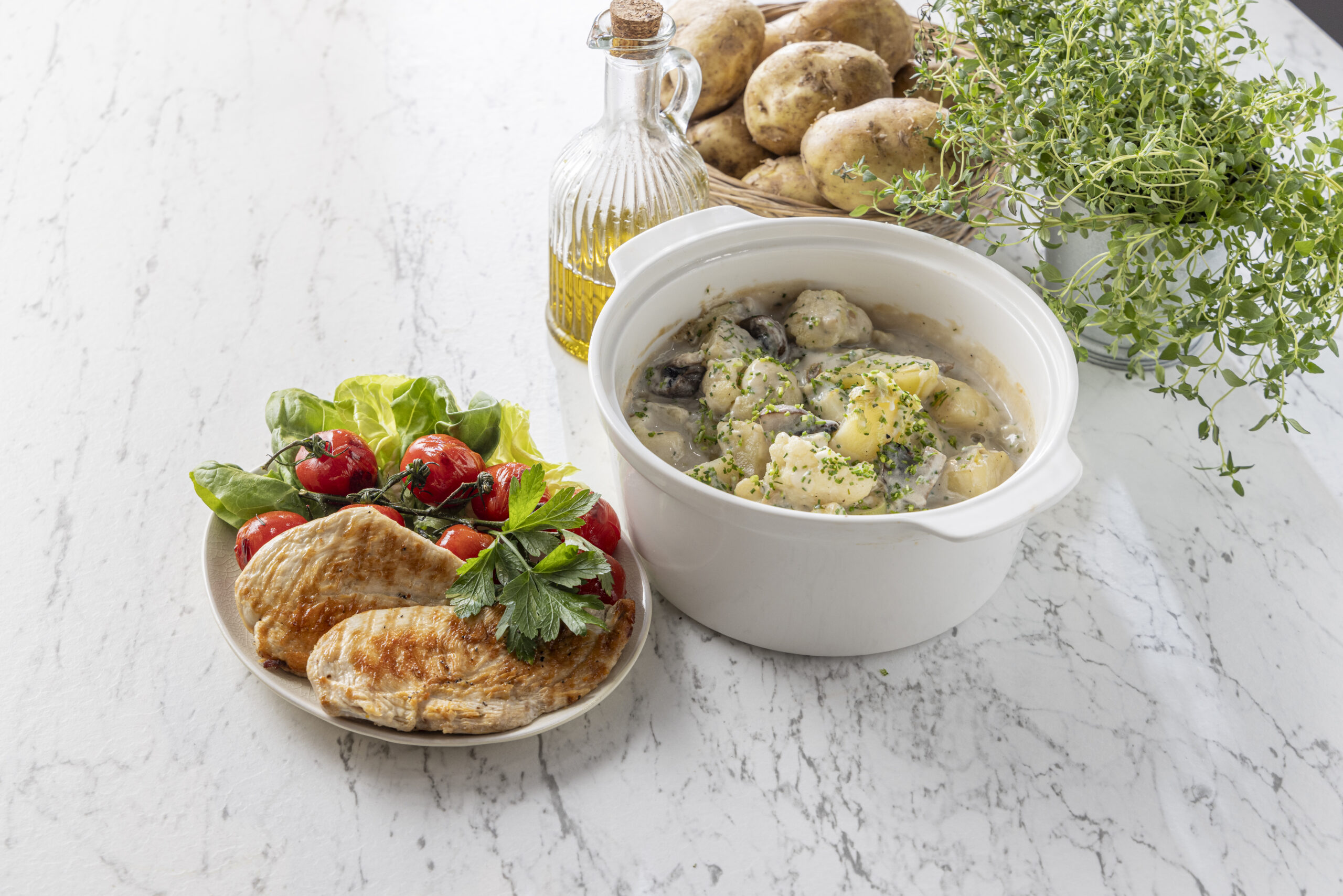 Creamy Potatoes, Mushroom & Chicken Casserole