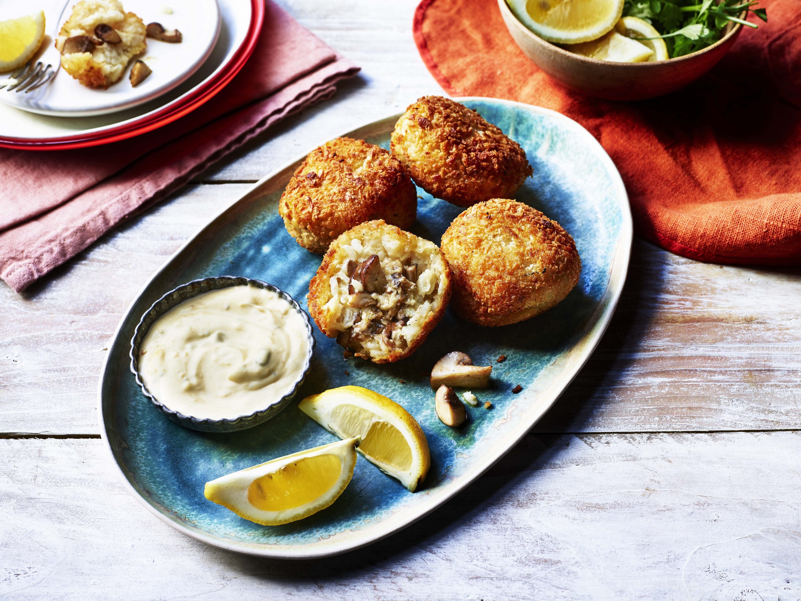 Mushroom Arancini with Blue Cheese Dip